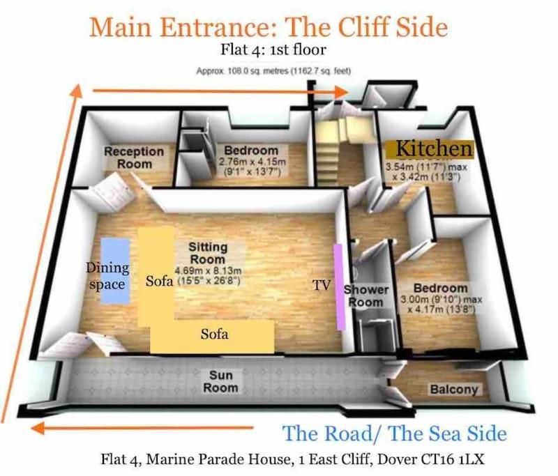 Flat 4 Marine Parade House, 1 East Cliff- Next To Dover Port, White Cliffs, Beach, Castle Εξωτερικό φωτογραφία